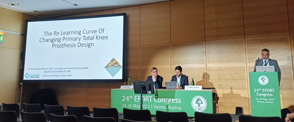 Traumatologos de Hospitales Pascual dando una ponencia en el Congreso Efort en Viena